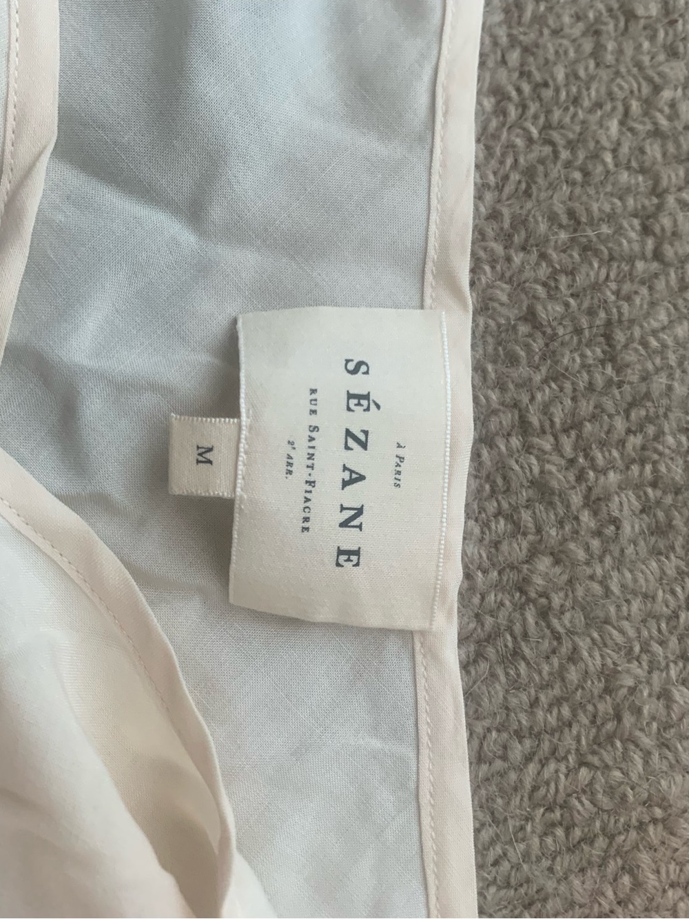 Sezane Cream and Mustard Crochet Button-Front Mini Dress - Picture 6 of 8